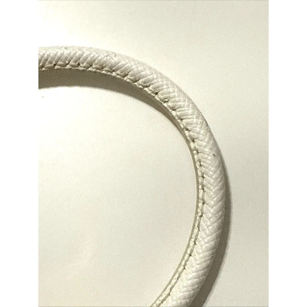 MICHAEL KORS Logo Lock White Leather Bangle Bracelet Gold Tone 8